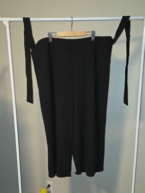 Tie-Strap Black Wide-Leg Dress Pants Size 3x